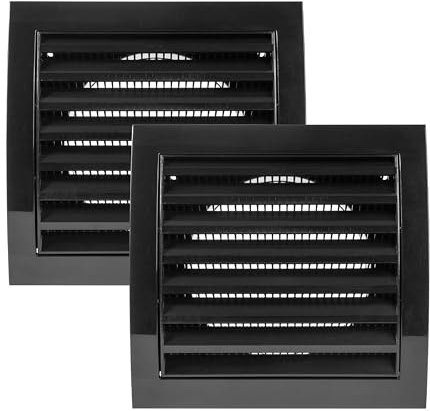 Vent Systems Paquete de 2 cubiertas de ventilación de aire negras de 4 pulgadas, rejillas de ventilación de secadora y tubo de ventilación de escape de baño, cubierta de ventilación de secadora con
