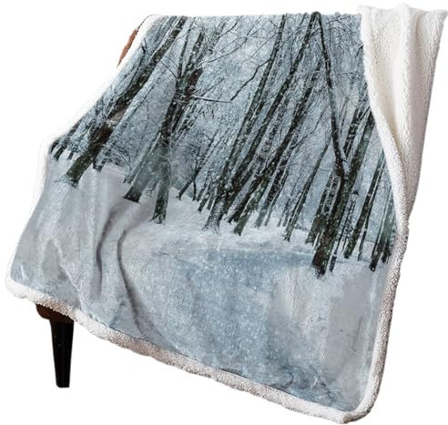 XGTEAHHC skog snö scen vinter varm kashmirfilt för säng ull överkast filtar för kontor sängöverkast (150 x 200 cm)