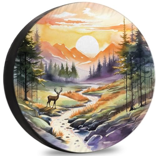 ‌ITINSPACE Árboles forestales Rueda Repuesto para Furgoneta y Remolque - Antióxido, Resistente a la Intemperie - Tapacubos 13 Pulgadas(60-66 cm)