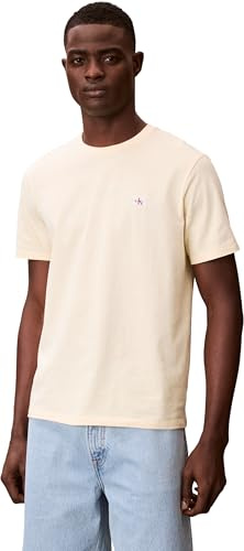 Calvin Klein Uomo T-Shirt Maniche Corte Badge Jersey Classic Tee in Cotone, Giallo (Anise Flower), L