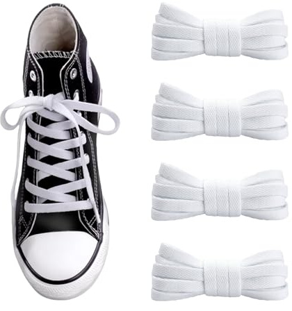 AHRLIC 2 Pairs Flat Shoe Laces for Converse High Tops, 8mm Wide Shoelaces for Sneakers, Elastic Replacement Laces for Shoes, Sneakers Laces for Men and Women