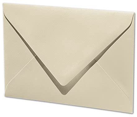 ARTOZ 50x Briefumschläge gerippt - Chamois - DIN B6 178 x 125 mm - Kuvert ohne Fenster - Umschläge mit Nassklebung - Spitze Verschlusslasche