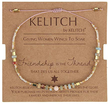 KELITCH Seed Perlen Freundschaft Armbänder Dünne Seil Armbänder Frauen Handgemachten Schmuck (Champagner F)