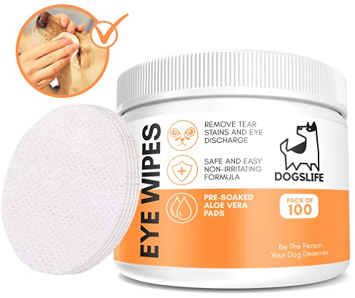 Dog Eye Wipes | Safe & Easy Cleaning Eye Wipes For Dogs | Remove Tear Stains, Dog Eye Crust & Eye Discharge | Pack Of 100 | Soothing Aloe Vera Formula!