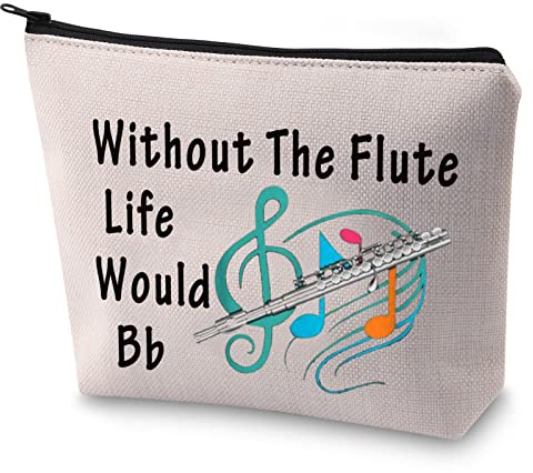 LEVLO Flutist Gift for Flute Player Without The Flute Life Would Bb Cosmetic Bag Flute Teacher Gift (Without Flute)
