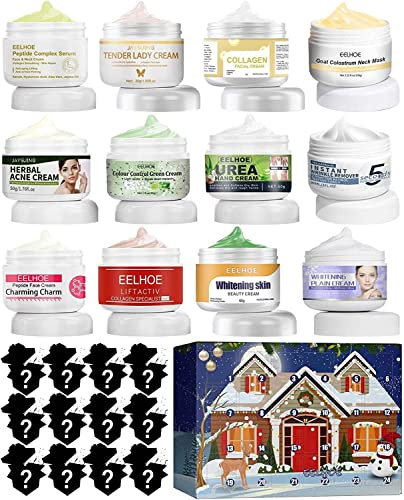 Weihnachts-Gesichtscreme, Countdown-Kalender, Adventskalender, Beauty-Creme-Set, Weihnachts-Adventskalender, Gesichts- und Handcreme-Set, verschönernde Hautpflege