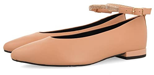 GIOSEPPO Ballerine Nere in Pelle con Cinturino con Strass per Donna menno, Carne, 38 EU