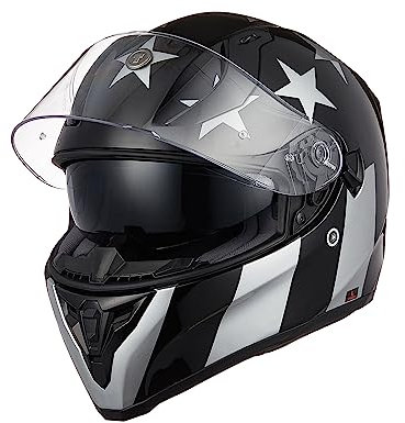 TORC Casco Moto Integrale Casco Scooter con Doppia Visiera Omologato ECE 22-06 (CAPTAIN SHADOW GLOSS, L)
