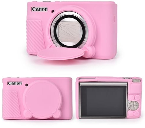 MUZIRI KINOKOO Tasche für Canon SX740 HS Kamera, Weiche Silikon Schutzhülle für Canon PowerShot SX740/SX730 HS Kamera- Kratzfeste SX740 Abdeckung mit Abnehmbarer Objektivabdeckung - Rosa