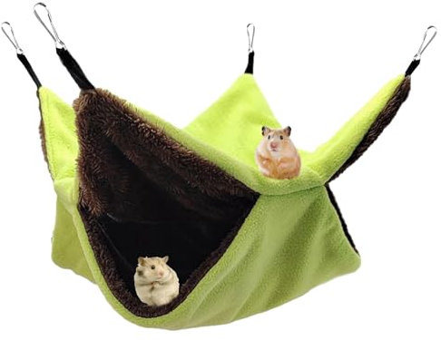 Wekuw Hamaca Colgante de Animales Pequeños, Hamaca de Hámster, Hamaca Pequeña para Mascotas,Hamaca de Doble Capa para Mascotas para Hurón, para Hurón, Rata y Otros Animales Pequeños (Verde)