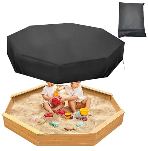 Maciun Achteckige Sandkastenabdeckung – winddichte Sandkastenabdeckung achteckig | Sandkastenabdeckung mit Kordelzug, faltbarer Sandkastenschutz für Kinder, Terrasse, Hinterhof, Spielen im Freien,