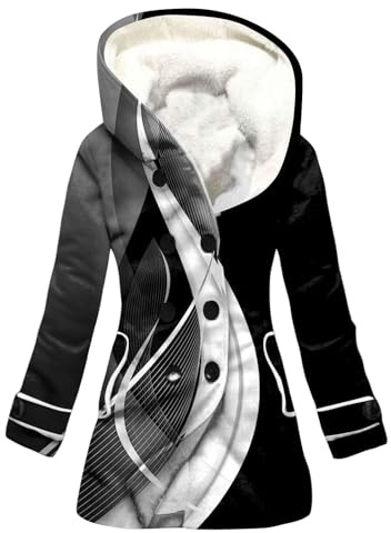 SCBFDI Vestitino Donna Inverno, Giacche Autunnali, Piumini Invernali Lunghi, Cappotti, Giubbotto Montone, Giacca Estiva, Felpe Oversize Con Nero XL