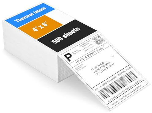 Szaboviktoria Etiquetas de envío térmicas 4 x 6, 100 x 150 mm, 500 piezas, etiquetas impermeables para impresora térmica,etiquetas envio，etiquetas termicas，etiquetas adhesivas