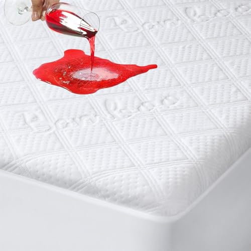 Wasserdichter Matratzenschoner 180×200 cm, kühlende Bambus-Matratzenauflage mit tiefem, passgenauem Bezug, 3D Air Stoff, atmungsaktiv, Matratzenbezug Matratzenschoner in Kingsize, weich & geräuschlos