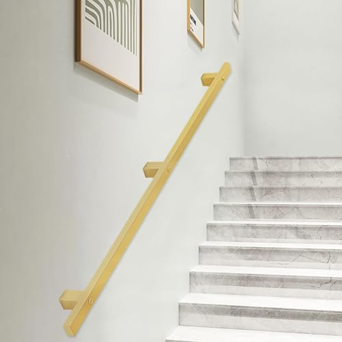 Corrimano per scale in oro per interni/esterni, balaustra in ferro battuto montata a parete, barra di sostegno antiscivolo per ringhiera di sicurezza del corridoio del loft di casa, tubo quadrato(30cm