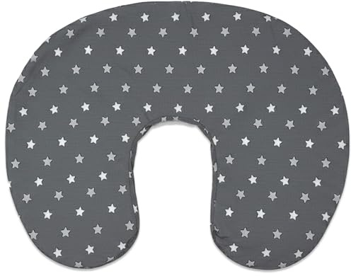 LivinEase Nursing Pillow Cover - 100% Cotton Removable Breastfeeding Pillowcase - Pregnancy Gifts - Cute Grey Star Pattern Newborn Nursing Pillow case