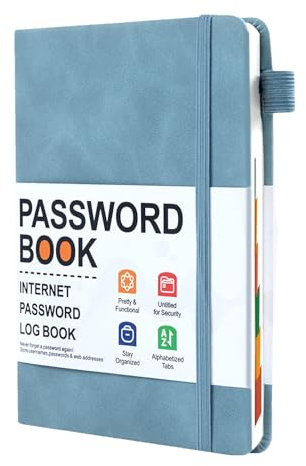 Carnet de mot de passe - Livre de du mot de passe Internet avec onglets alphabétiques | Carnet d'enregistrement d'adresse de poche pour les détails du compte, les connexions au site