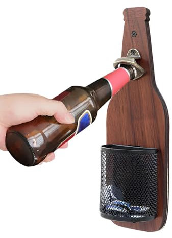Abridor de botellas montado en la pared, abrebotellas con recogedor de