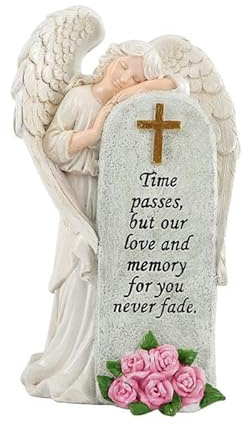 Cemetery Grave Angel Statue Unique Angel Figurine for Office Home Bedroom Decor Resin Sculpture 5.35x3.82x9.06 inch