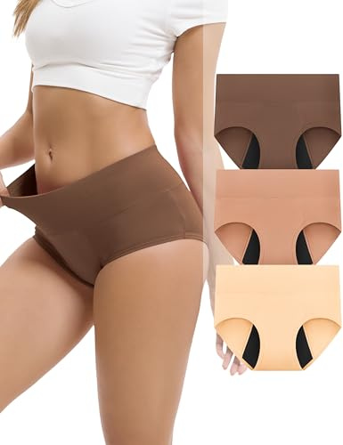 INNERSY Period Knickers Heavy Flow Menstrual Underwear, 14, Soft Cocoa Mix