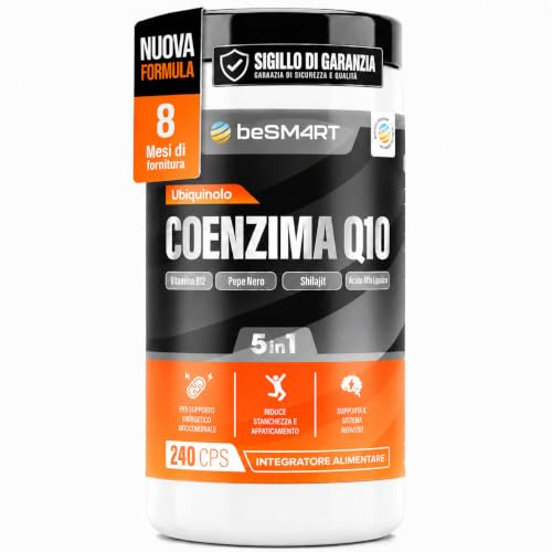 Coenzima Q10 240 Capsule – 1 al Giorno 8 Mesi – Ubiquinolo 200 mg Alta Biodisponibilità con Shilajit, Acido Alfa Lipoico, Vitamina B12 e Pepe Nero – Supporto Energia
