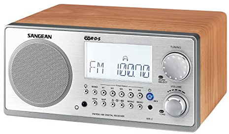 Sangean WR-2 AM/FM-RBDS Wooden Cabinet Digital Tuning Radio (Walnut)
