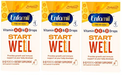 Enfamil Tri-Vi-Sol Vitamin A, C & D Multi-Vitamin Drops for Infants, Supports Growth & Immune Health, 50 mL Dropper Bottle (Pack of 2)