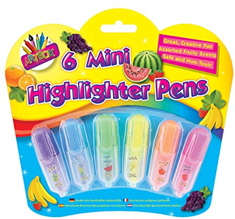 Just stationery Scented Mini Highlighter (Pack of 6) 4072, Purple, Blue, Green, Yellow, Orange and Pink, packaging may vary