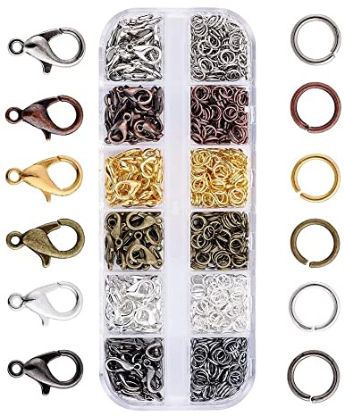 JZK 140x Chiusure per Artigli di Aragosta per Gioielli + 990 Pezzi Anelli per Salto Aperti, Kit di Accessori Fai-da-Te per Gioielli Creazione di Gioielli Gioielli Fatti a Mano