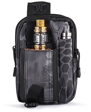 Ecigdiy Pochette tactique Molle Pochette de ceinture EDC compacte et polyvalente Avec étui pour téléphone portable iPhone 6/6S Pour équipement de plein air, camping, randonnée, Peau Python Noire