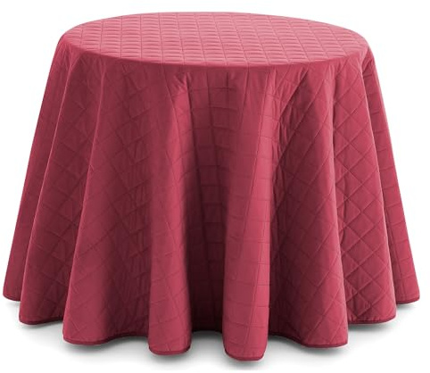 HIPERMANTA Falda Mesa Camilla Invierno Redonda. 70 cm. Ropa Falda Camilla Suave. Faldillas Mesa Camilla Calida. Acolchada Cuadros. Color Rojo