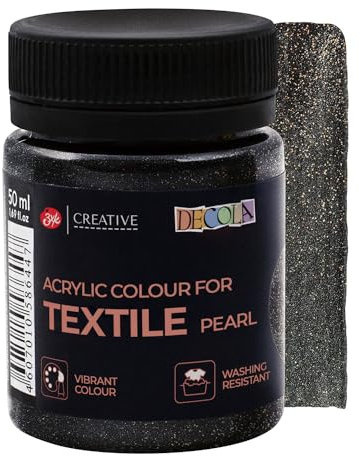 Decola - Schwarze Glitzer Effekt Textilfarbe 50ml | Hochpigmentierte Textilfarben Waschmaschinenfest | Hergestellt von Nevskaya Palitra