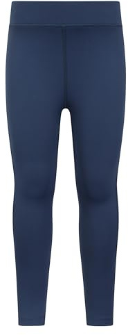 Mountain Warehouse Flick Flack Soft Touch Kids Leggings - Full Length Tights, Mid Rise Childrens Pants, Sweat Wicking Bottoms - for Gym, Yoga, Dance, Running Navy Kids Size 5-6 Years