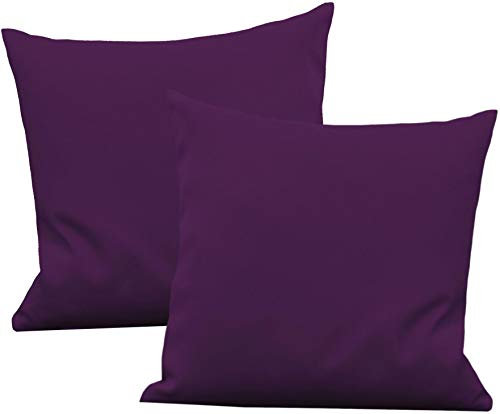 Kissenbezug Marie, Made in Germany, Kissen Kissenbezüge Kopfkissen Dekokissen Zierkissen Sofakissen Kissenhülle, 1 Stück, Aubergine, 50x50cm