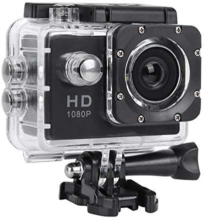 Mugast Cámara Deportiva 1080P,140 °Gran Angular,Cámara de Acción Impermeable de 30 Metros con Pantalla LCD de 2 Pulgadas y Batería de 900 mAH para Fotografía y Video(Negro)