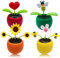 Chingde Solar Powered Dancing Flower, 4Pcs Plastic Solar Dancing Flowers Shaking Head Car Ornaments Solar Powered Car Toy for Car Office Desk Decoration