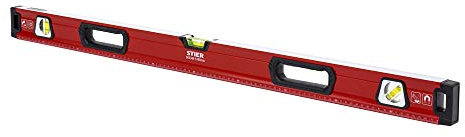 STIER Premium Wasserwaage, mit Magnet und drei Libellen, 1000 mm, 0,5 mm/m, vertikal und horizontal messen, Spiegel-Lotlibelle, präzise Messung, Aluminiumlegierung, doppelt gefräste Oberfläche