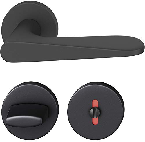 FSB Drückergarnitur 12 1144 ASL auf Rosette WC, schwarz matt