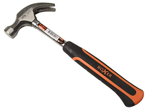 Boxer® Martello Estirpa Chiodi 225 g – Testa in Acciaio Inox – Manico in Acciaio con Impugnatura Antiscivolo – Nero/Arancione – 26 cm