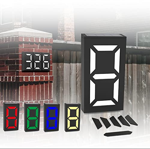 TOTHDATE Solar Hausnummer Beleuchtung, LED Hausnummernschild Beleuchtete Adresse Plaketten, IPX55 Wasserdicht, RGBW Licht & 5 Beleuchtungsmodi für DIY Hausnummern Adresse Plakette Zeichen