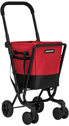 Playmarket Easy Go Einkaufstrolley, faltbar, mit Abnehmbarer Tasche (Cherry) ,40 L