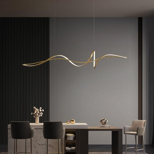Lampe à Suspension LED Créative Moderne - Atmosphère Minimaliste pour Restaurant et Bar (Or, 120cm)