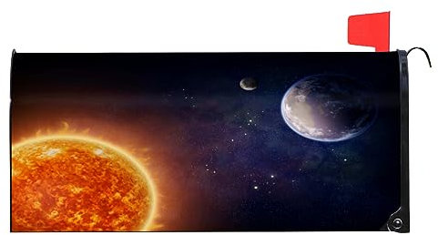 Solar System Mailbox Cover Magnetic Mailbox Wraps Waterproof Post Letter Box Cover Garden Yard Home Decor for Outdoor Standard Size 20.8 L x 18 W