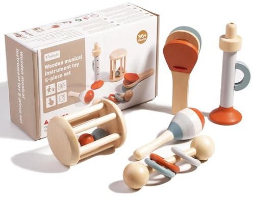 Percussioni Legno Bambini, Sonaglio Strumenti Musicali per Bambini, Giocattoli Ritmici in Legno, Set Musicale a Percussione, Set Strumenti Musicali Legno, per Bambini in età Prescolare
