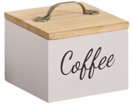 Colcolo Présentoir à dosettes de café avec couvercle, boîte de présentation polyvalente, capacité, en bois rustique, organisateur de dosettes de café, Blanc