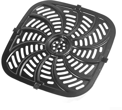 Padella per friggitrice ad aria, accessori per friggitrice ad aria da cucina, vassoio quadrato con angoli protettivi, piastra di cottura antiaderente, 24 x 25 cm, nera