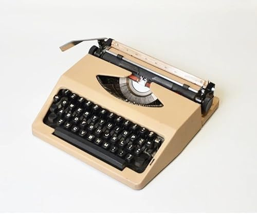 Dyqyym vintage manuell skrivmaskin – klassisk bärbar skrivmaskin för författare, långvarig retro ordbehandling (beige)