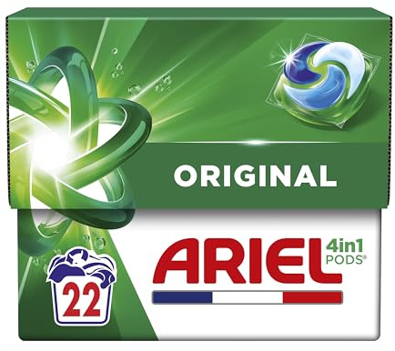Ariel PODS 4en1, Lessive En Capsule, 22 Lavages, Original, Élimination Impeccable Des Tâches, Efficace Même A Froid Et En Cycle Court