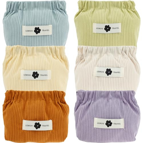 LGPMKJNHD 6Pcs Mini Pocket Makeup Bag Cute Small Cosmetic Corduroy Travel Storage Pouch Squeeze Top Coin Purse Multipurpose Organizer