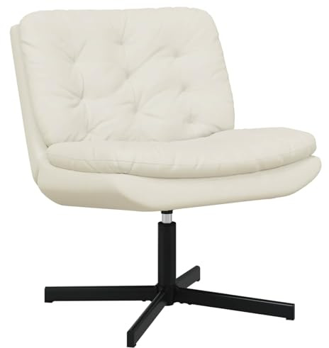 LoogCape Roterbar avslappningsstol i sammet grädde 63 x 75 x 76 cm modern sittstol med ergonomisk design, justerbar höjd, vridbar, bekväm, platsbesparande för vardagsrum, kontor, matsal, kök